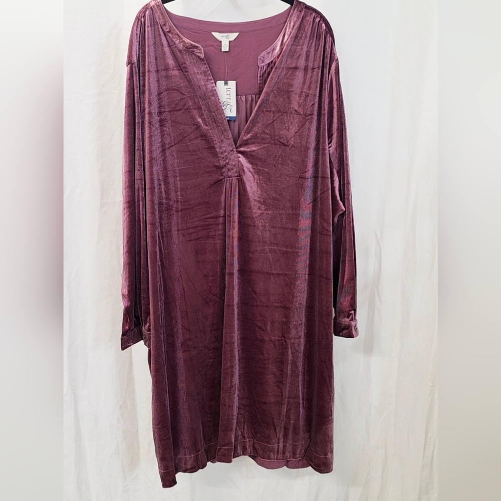 Terra Sky 4X 28w Mauve Velvet Long Sleeve Midi Sheath Dress